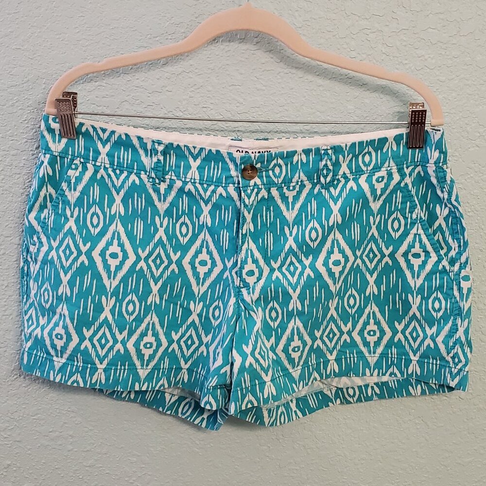 Old Navy Size 10 Ikat print Shorts - Turquoise & White